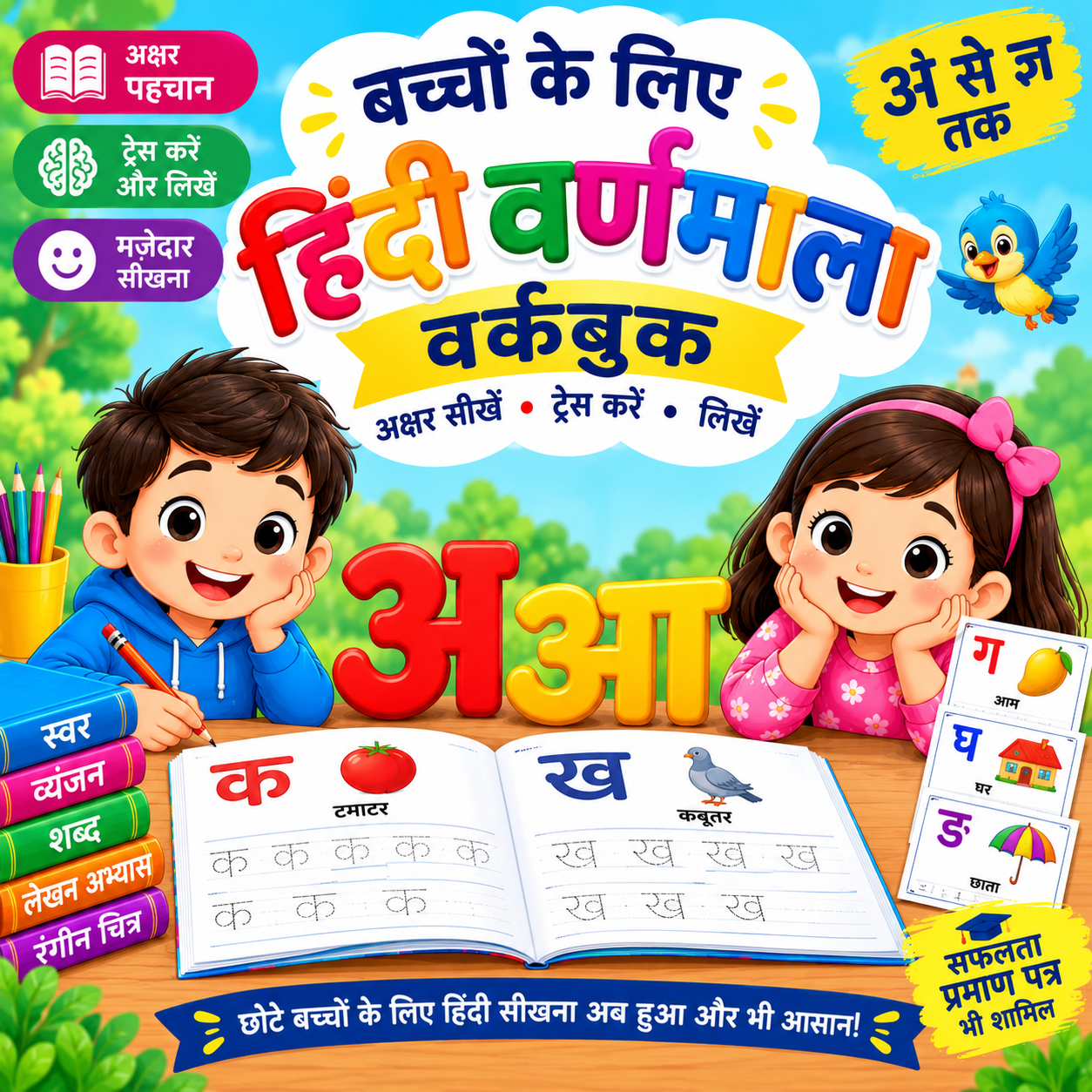 बच्चों के लिए हिंदी वर्णमाला वर्कबुक PDF | अक्षर सीखें, ट्रेस करें और लिखें